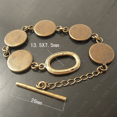 Bracelet, Brass,9inch,clasp:13.5X7.5mm,25mm,