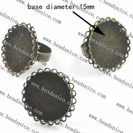 Brass ring finding,base diameter:15mm,ring size:13#,nickel free,lead safe,