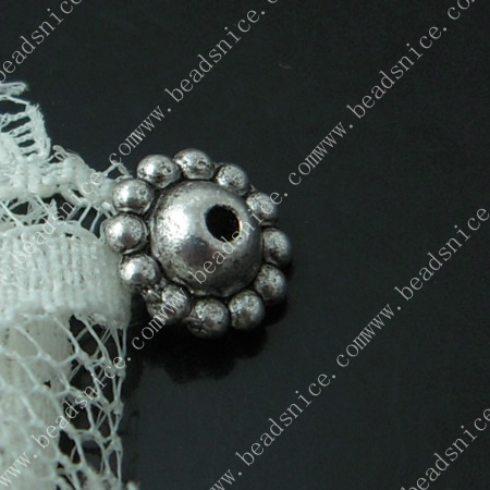 zinc Alloy Beads Caps,9X9X5mm，hole：1.5mm,lead-free,nickel-free,