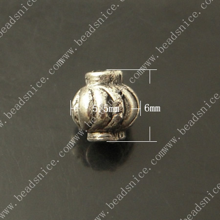 zinc Alloy Beads Caps,5.5X6mm，hole:2mm,lead-free,nickel-free,