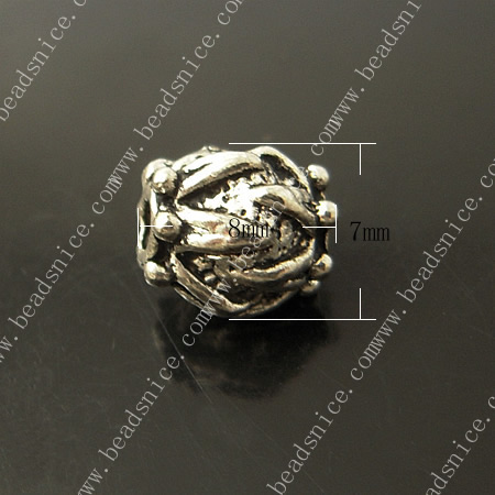 zinc Alloy Beads Caps,7X8mm，hole:2mm,lead-free,nickel-free,