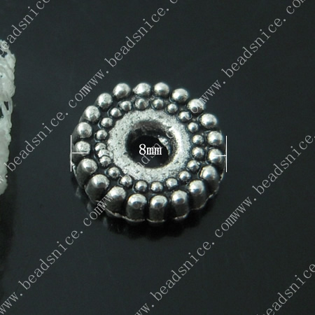 zinc Alloy Spacer Beads,8X8X2mm，hole:2mm,lead-free,nickel-free,