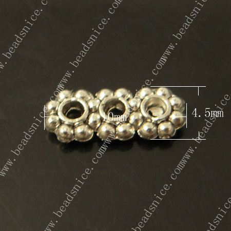 zinc Alloy Spacer Beads,4.5X10X1.5mm，