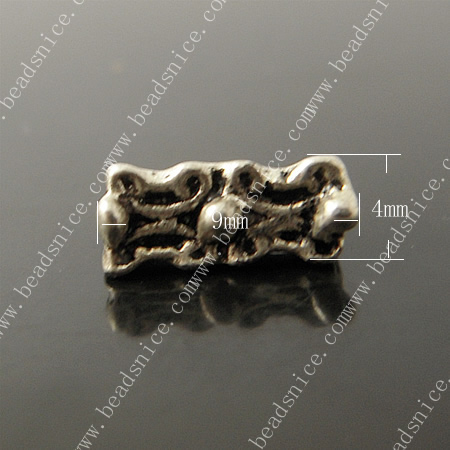 zinc Alloy Spacer Beads,4X9X5mm，hole:1mm,lead-free,nickel-free,
