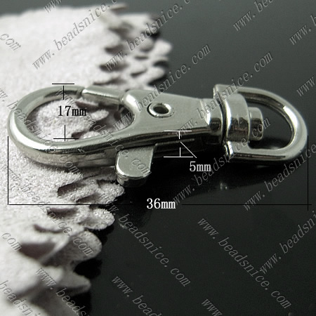 Zinc Alloy Key Rings,36x17x5mm,Nickel-Free,Lead-Safe,
