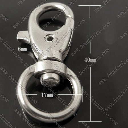 Zinc Alloy Key Rings,40x17x6mm,Nickel-Free,Lead-Safe,
