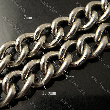 Stainless Steel Chain,1.5x6x7.5mm,Nickel-Free,Lead-Safe,