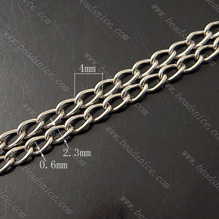 Brass Chain,0.6x2.3x4mm,Nickel-Free,Lead-Safe,