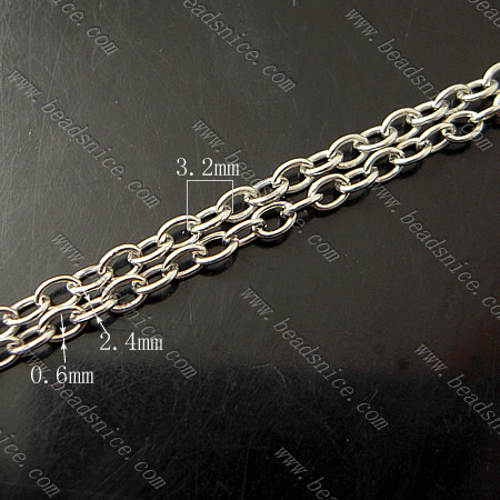 Stainless Steel Chain,0.6x2.4x3.2mm,