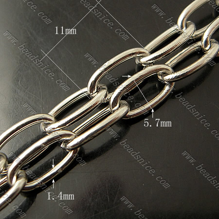 Brass Chain,1.4x5.7x11mm,Nickel-Free,Lead-Safe,
