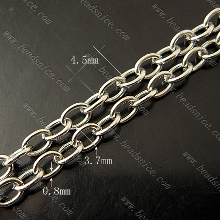 Stainless Steel Chain,0.8x4.5x3.7mm,