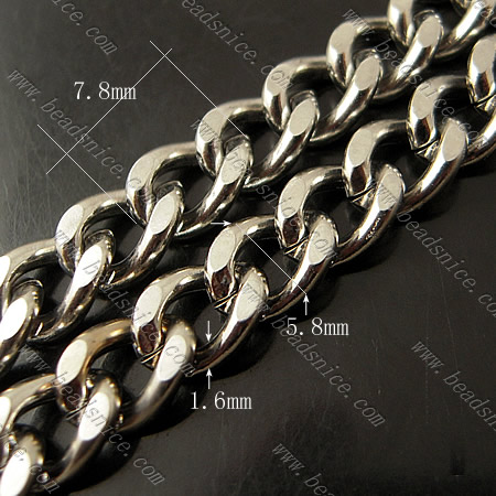 Stainless Steel Chain,1.6x5.8x7.8mm,