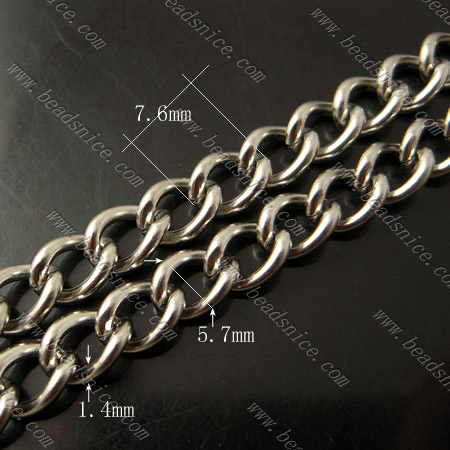 Stainless Steel Chain,1.4x5.7x7.6mm,