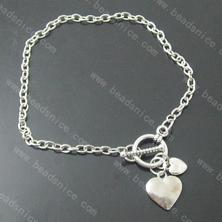 Iron Bracelet,3.5x5mm,length:8 inch,heart,nickel free,