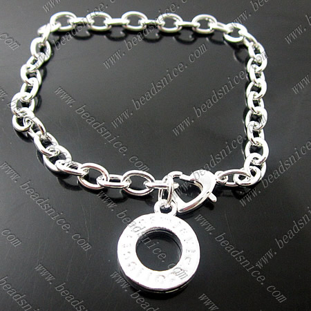 Charm bracelet charms,Brass	,8.7inch,5x5mm,Nickel-Free,Lead-Safe,