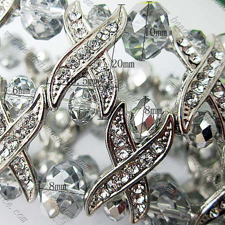 Imitated Austria Crystal Glass Bracelet,39mm,