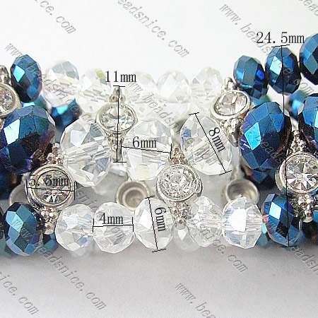 Imitated Austria Crystal Glass Bracelet,24.5mm,