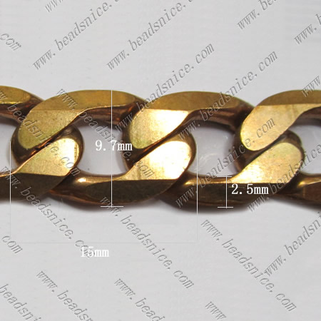 Flat curb chain necklace metal link chain wholesale fashion jewelry chain brass nickel-free lead-safe DIY