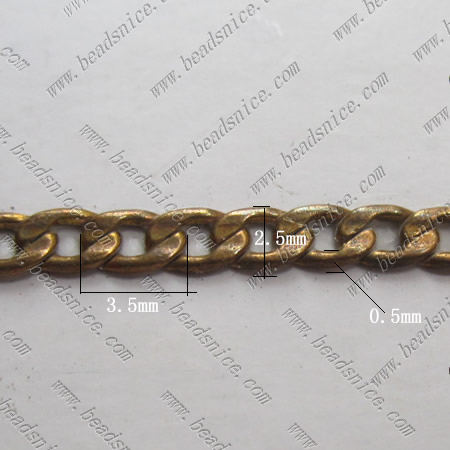 Flat curb chain oval open link chain wholesale fashion jewelry making supplies brass nickel-free lead-safe DIY assorted size ava