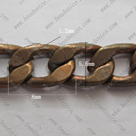 Flat curb link chain open metal chain wholesale jewelry necklace chain brass nickel-free lead-safe DIY