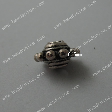 Zinc Alloy Beads,10x6.5x6.5mm,Hole:2.5mm,Nickel-Free,Lead-Safe,