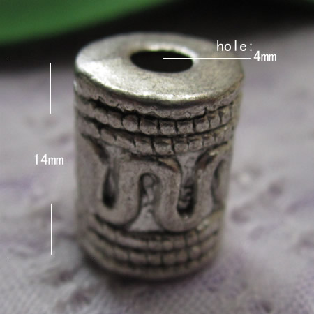 Zinc Alloy Jewelry Tubes,Round tube,14X10X10mm,Hole:4mm,Nickel-Free,Lead-Safe,
