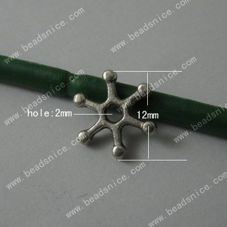 Zinc Alloy beads,12x12x2mm,Hole:2mm,Nickel-Free,Lead-Safe,