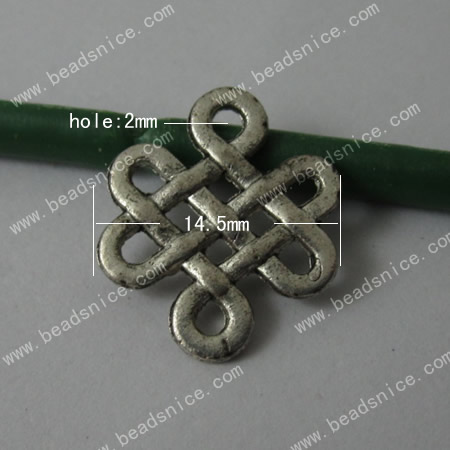 Zinc Alloy Connector/Linls,17x14.5x1.5mm,Hole:2mm,Nickel-Free,Lead-Safe,