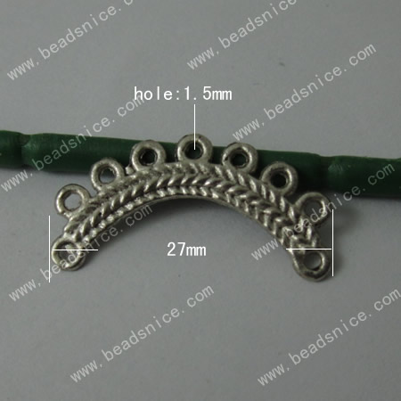 Zinc Alloy Connector/Linls,27x13.5x1mm,Hole:1.5mm,Nickel-Free,Lead-Safe,