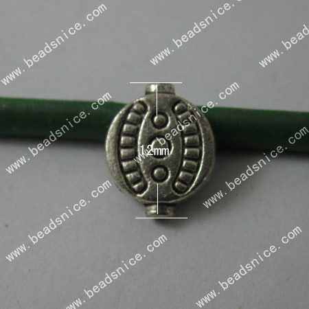 Zinc Alloy Beads ,12x10x3mm,Hole:1mm,Nickel-Free,Lead-Safe,
