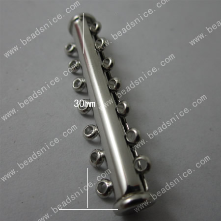 Brass Clasps,Round tube,40x10.5x6mm,Hole:2mm,Nickel-Free,Lead-Safe,