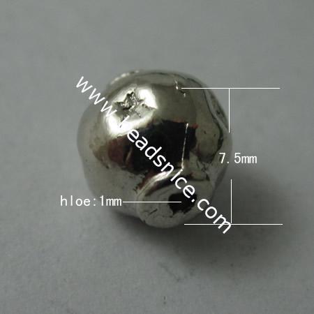 Zinc Alloy Bead Caps ,8x7.5x7mm,Hole:1mm,Nickel-Free,Lead-Safe,
