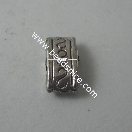 Zinc Alloy Beads,10x5x3mm,Hole:1mm,Nickel-Free,Lead-Safe,