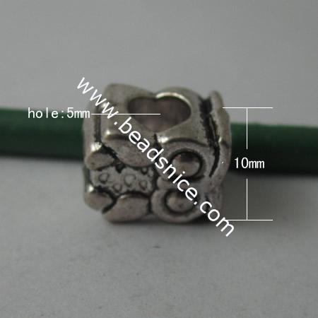 Zinc Alloy Beads,11.5x10x8mm,Hole:5mm,Nickel-Free,Lead-Safe,