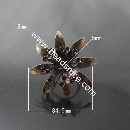 Iron Ring Finding,Flower,34.5mm,Inside Diameter:17mm,Nickel-Free,Lead-Safe,