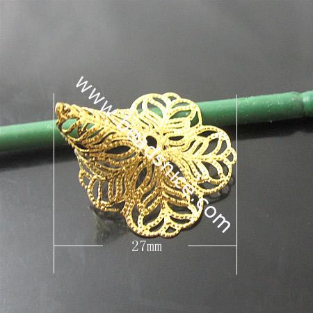 Brass  Pendant,24X27mm,Hole:2mm,Nickel-Free,Lead-Safe,