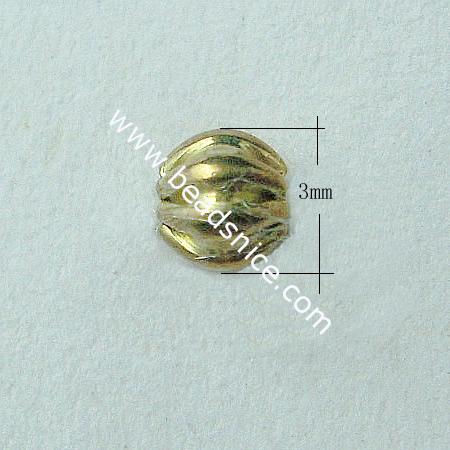 Brass Beads,3mm,Hole About:1.2mm,Nickel-Free,Lead-Safe,