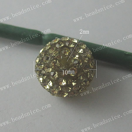 Resin Rhinestone Beads,10mm,Hole:2mm,