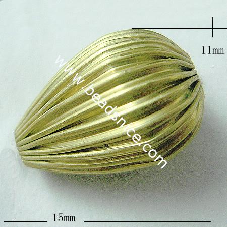 Brass Beads,11x15mm,Hole About:1.2mm,Nickel-Free,Lead-Safe,