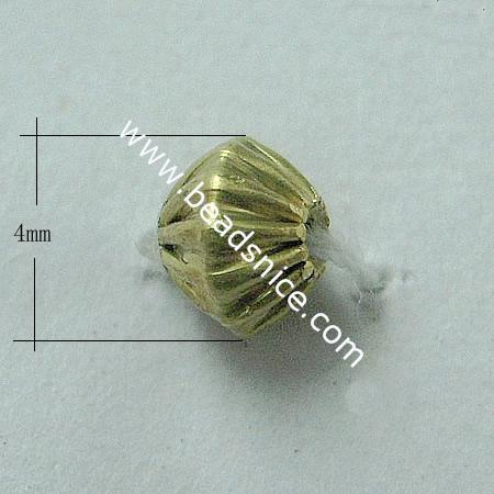 Brass Beads,4mm,Hole About:1.2mm,Nickel-Free,Lead-Safe,