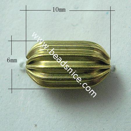 Brass Beads,6x10mm,Hole About:1.2mm,Nickel-Free,Lead-Safe,