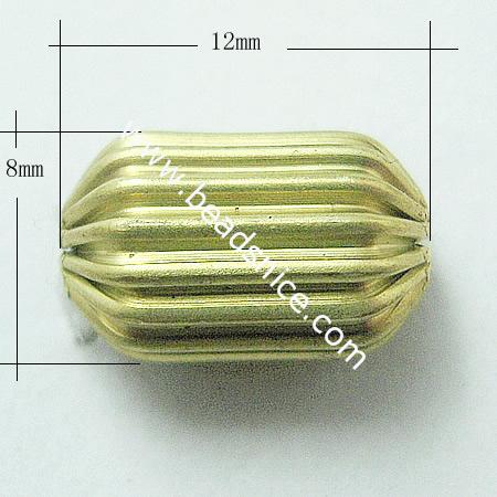 Brass Beads,8x12mm,Hole About:1.2mm,Nickel-Free,Lead-Safe,