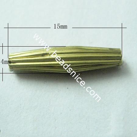 Brass Beads,4x15mm,Hole About:1.2mm,Nickel-Free,Lead-Safe,