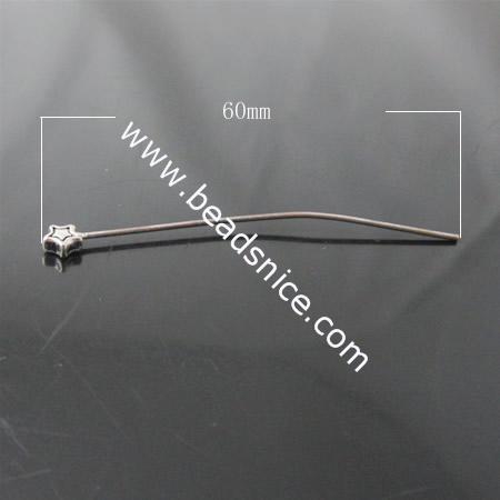 Brass Headpin,60x5x2.5mm,Nickel-Free,Lead-Safe,
