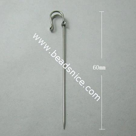 Iron Brooch Finding,60x9x4mm,Nickel-Free,Lead-Safe,