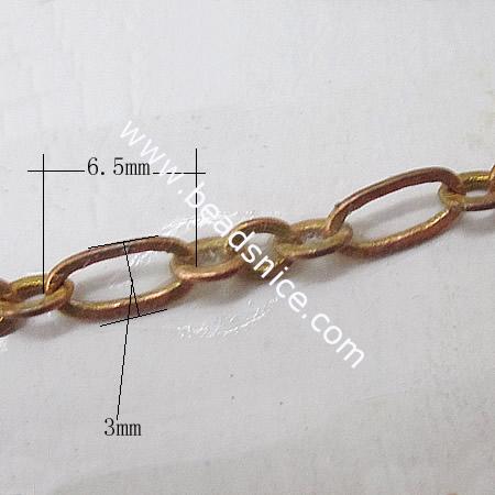 Brass Chain,3x6.5mm,Nicmkel-Free,Lead-Safe,