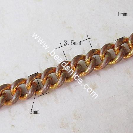 Brass Chain,3x3.5x1mm,Nicmkel-Free,Lead-Safe,