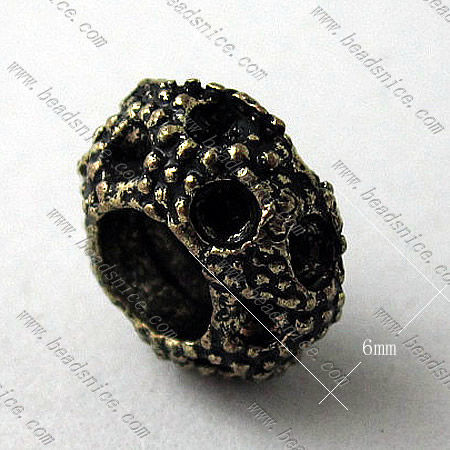 Zinc Alloy Beads, 11x6mm,Hole About:5mm,Nickel-Free,Lead-Safe,