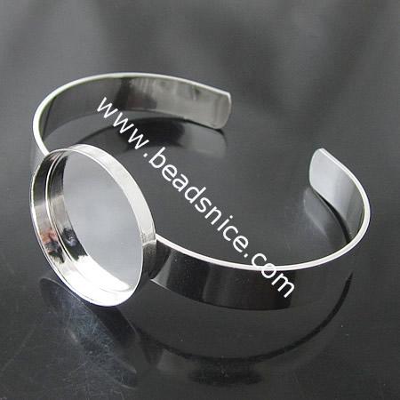 Sterling silver cuff bracelet with round bezel setting