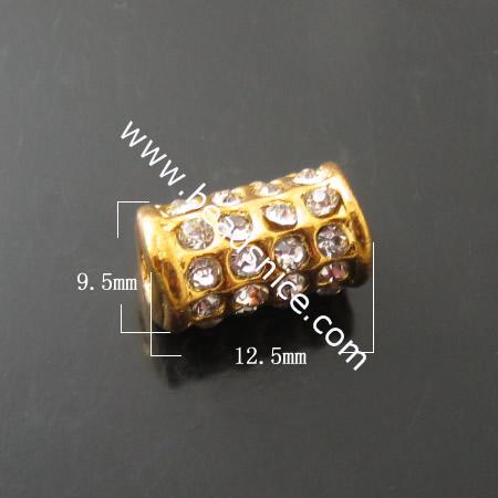 Rhinestone Rondell Beads,12.5X8mm,hole2.5mm,Round tude,